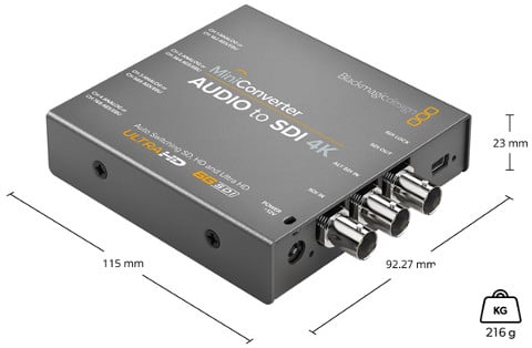 Mini Converter Audio to SDI 4K Dimensions