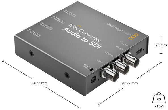 Mini Converter Audio to SDI Dimensions