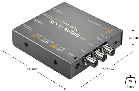 Mini Converter SDI to Audio 4K Dimensions