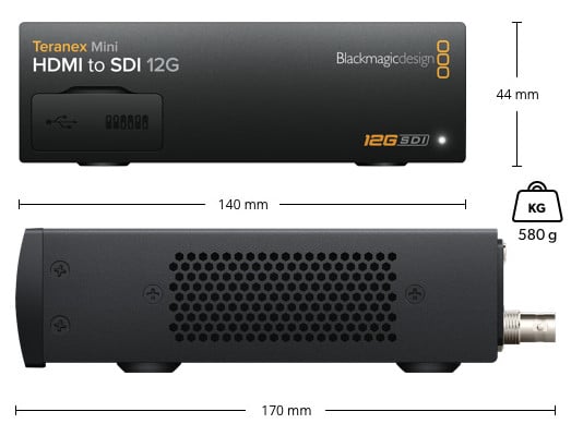 Teranex Mini HDMI to SDI 12G Dimensions