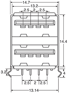 Dual Type A USB 2.0 PCB Mount jpg