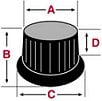 D Shaft Plastic Knob - 18mm, Grey Cap jpg