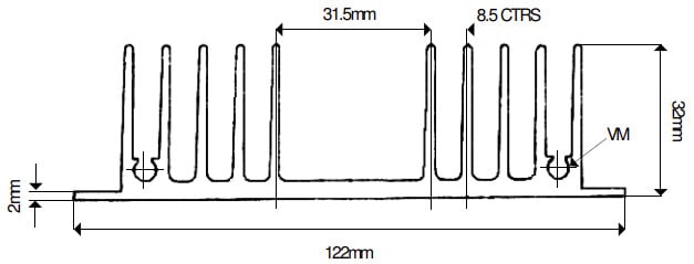 HS510 Series Heatsink Dimensions