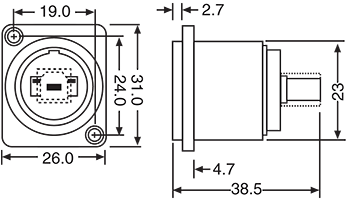 Neutrik USB Type A to Type B Chassis  jpg