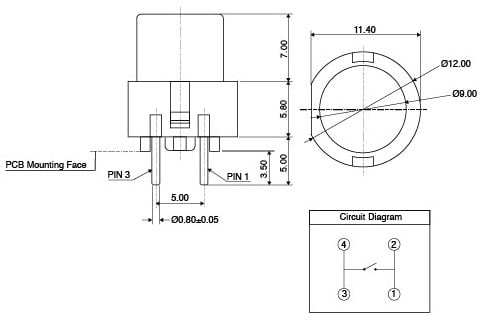 SPST Momentary PCB Mount Tactile Switch jpg