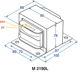 2190 Transformer 24VAC 5A 120VA dimension jpg