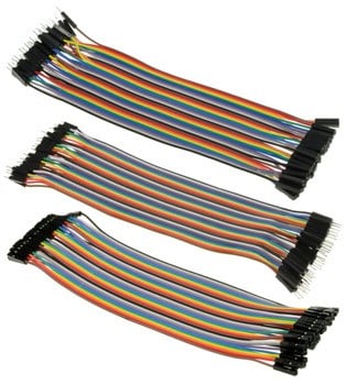 Jumper Lead Set: 3 x 40pk Strips Rainbow (M-F, M-M, F-F) | Wiltronics